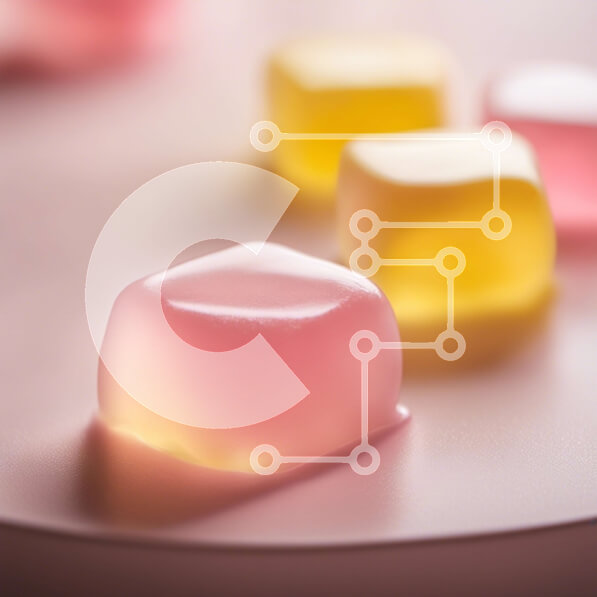 Σετ των 2 Intra Συλλεκτικό Ξύλινο Παζλ Plywood  4mm - Διάφοροι κύβοι ζελέ σε λευκό πιάτο Σε Ξύλινο Κουτί - Διαστάσεις: 10x10 cm – 25 κομμάτια