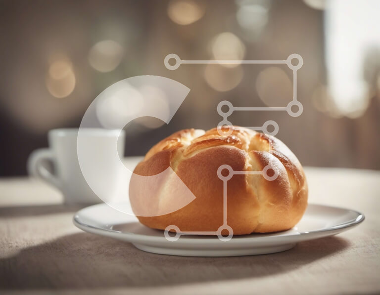 Σετ των 2 Intra Συλλεκτικό Ξύλινο Παζλ Plywood  4mm - Αγνώστου ταυτότητας ψωμί σε ένα πιάτο με φλιτζάνι Σε Ξύλινο Κουτί - Διαστάσεις: 10x10 cm – 25 κομμάτια