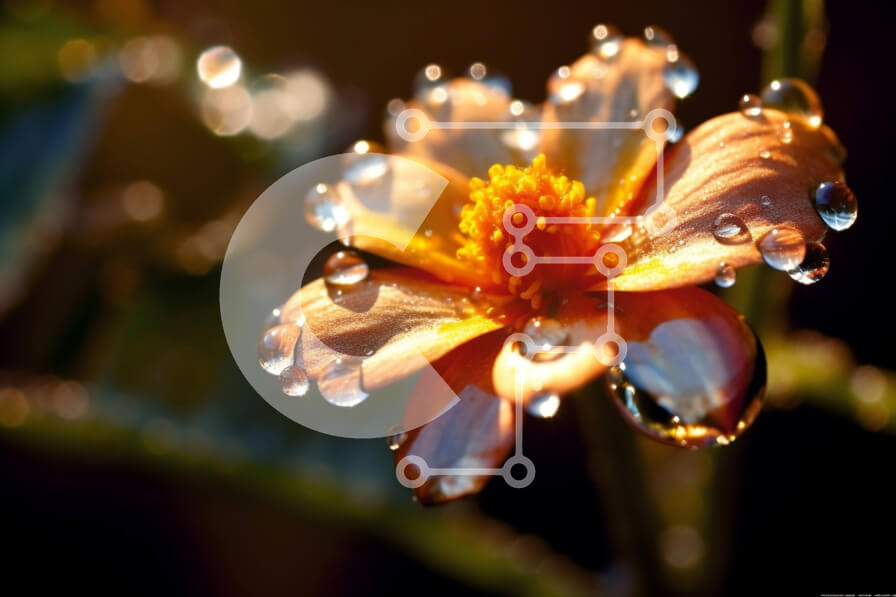 Intra Συλλεκτικό Ξύλινο Παζλ Plywood  4mm - Όμορφη μακροεντολή κίτρινου λουλουδιού με σταγονίδια νερού Σε Ξύλινο Κουτί - Διαστάσεις: 10x10 cm – 25 κομμάτια