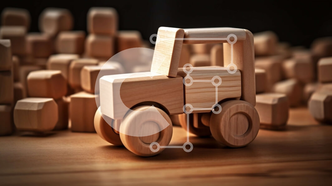 Intra Συλλεκτικό Ξύλινο Παζλ Plywood  4mm - Ξύλινο παιχνίδι τρακτέρ με μπλοκ Σε Ξύλινο Κουτί - Διαστάσεις: 10x10 cm – 25 κομμάτια