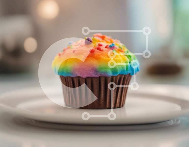 Σετ των 2 Intra Συλλεκτικό Ξύλινο Παζλ Plywood  4mm - Ζωηρόχρωμο Cupcake σε λευκό πιάτο Σε Ξύλινο Κουτί - Διαστάσεις: 10x10 cm – 25 κομμάτια