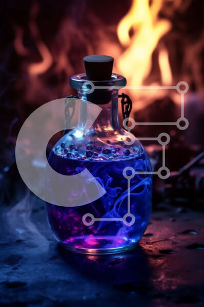 Σετ των 2 Intra Συλλεκτικό Ξύλινο Παζλ Plywood  4mm - Ζωντανή εικόνα μπλε υγρού σε γυάλινο μπουκάλι με φελλό Σε Ξύλινο Κουτί - Διαστάσεις: 10x10 cm – 25 κομμάτια