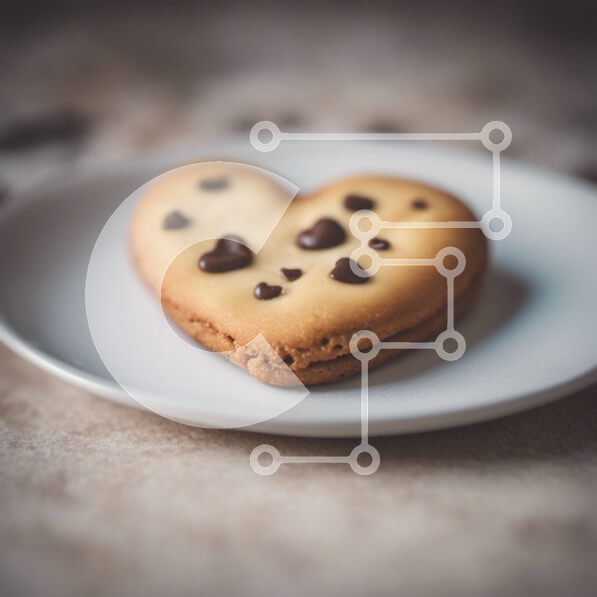 Σετ των 2 Intra Συλλεκτικό Ξύλινο Παζλ Plywood  4mm - Μπισκότο σοκολάτας σε σχήμα καρδιάς σε λευκό πιάτο Σε Ξύλινο Κουτί - Διαστάσεις: 10x10 cm – 25 κομμάτια