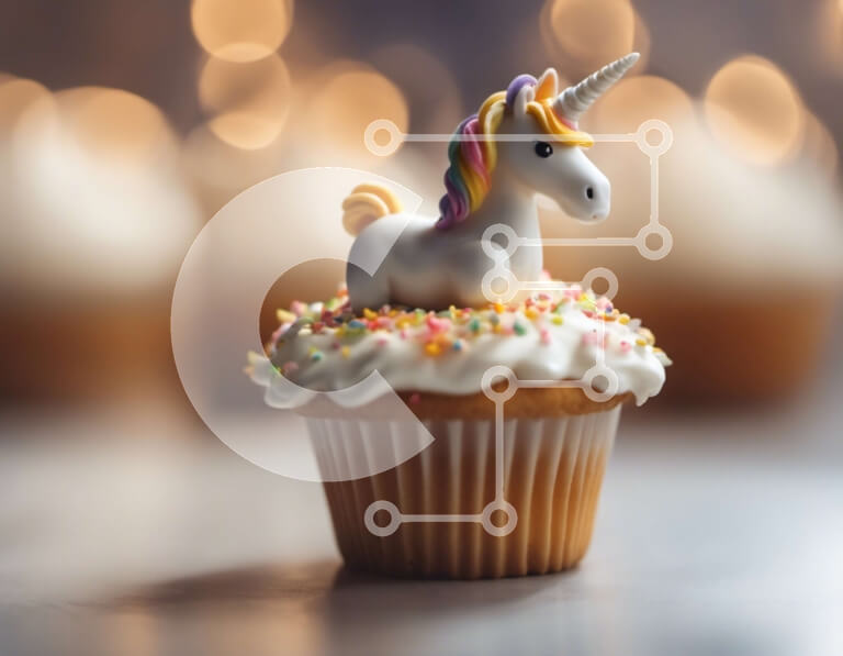 Σετ των 2 Intra Συλλεκτικό Ξύλινο Παζλ Plywood  4mm - Μονόκερος Cupcake με Πασπαλίσματα και γλάσο Σε Ξύλινο Κουτί - Διαστάσεις: 10x10 cm – 25 κομμάτια