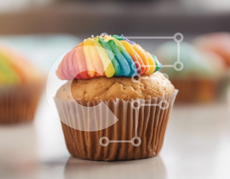 Σετ των 2 Intra Συλλεκτικό Ξύλινο Παζλ Plywood  4mm - Πολύχρωμο Cupcake με Rainbow Frosting Σε Ξύλινο Κουτί - Διαστάσεις: 10x10 cm – 25 κομμάτια