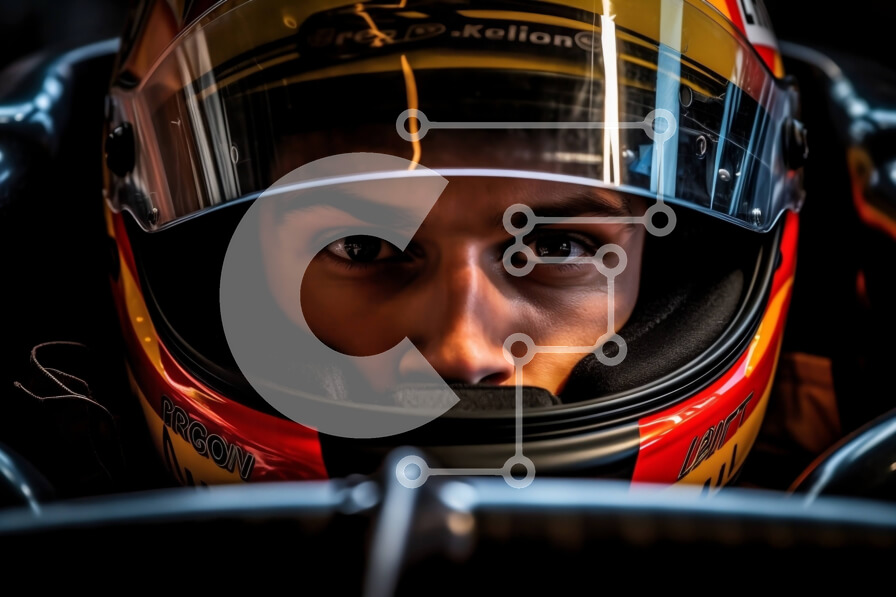 Intra Συλλεκτικό Ξύλινο Παζλ Plywood  4mm - Οδηγός με αγωνιστικό κράνος πίσω από τον τροχό ενός αυτοκινήτου Σε Ξύλινο Κουτί - Διαστάσεις Puzzle: 10x10 cm – 25 κομμάτια