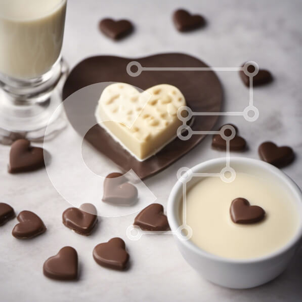 Σετ των 2 Intra Συλλεκτικό Ξύλινο Παζλ Plywood  4mm - Πιάτο σε σχήμα καρδιάς με σοκολατένιες καρδιές και μπολ γάλακτος Σε Ξύλινο Κουτί - Διαστάσεις: 10x10 cm – 25 κομμάτια