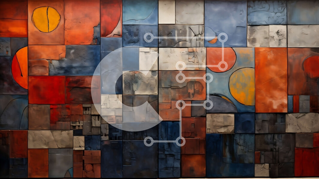 Intra Συλλεκτικό Ξύλινο Παζλ Plywood  4mm - Αφηρημένο κολάζ από πολύχρωμα σχήματα Σε Ξύλινο Κουτί - Διαστάσεις Puzzle: 10x10 cm – 25 κομμάτια