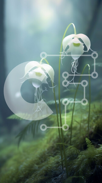 Σετ των 2 Intra Συλλεκτικό Ξύλινο Παζλ Plywood  4mm - Όμορφη εικόνα δύο λευκών λουλουδιών που φυτρώνουν σε ένα ποώδη δάσος Σε Ξύλινο Κουτί - Διαστάσεις: 10x10 cm – 25 κομμάτια