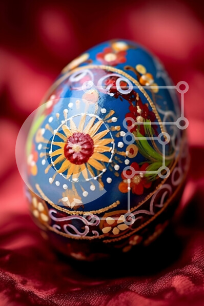 Intra Συλλεκτικό Ξύλινο Παζλ Plywood  4mm - Πολύχρωμο πασχαλινό αυγό διακόσμηση σε κόκκινο φόντο Σε Ξύλινο Κουτί - Διαστάσεις: 10x10 cm – 25 κομμάτια