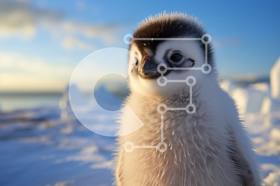 Intra Συλλεκτικό Ξύλινο Παζλ Plywood  4mm - Μικρός πιγκουίνος στο χιονισμένο τοπίο με τα παγόβουνα Σε Ξύλινο Κουτί - Διαστάσεις: 10x10 cm – 25 κομμάτια