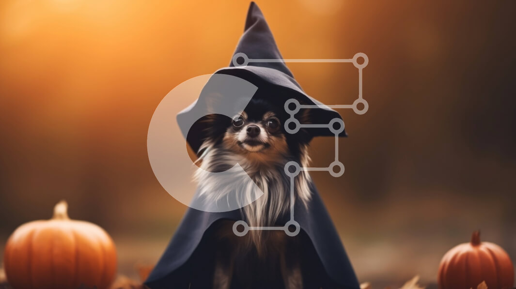 Σετ των 2 Intra Συλλεκτικό Ξύλινο Παζλ Plywood  4mm - Μικρό σκυλί με στολή μάγισσας με κολοκύθες Σε Ξύλινο Κουτί - Διαστάσεις: 10x10 cm – 25 κομμάτια