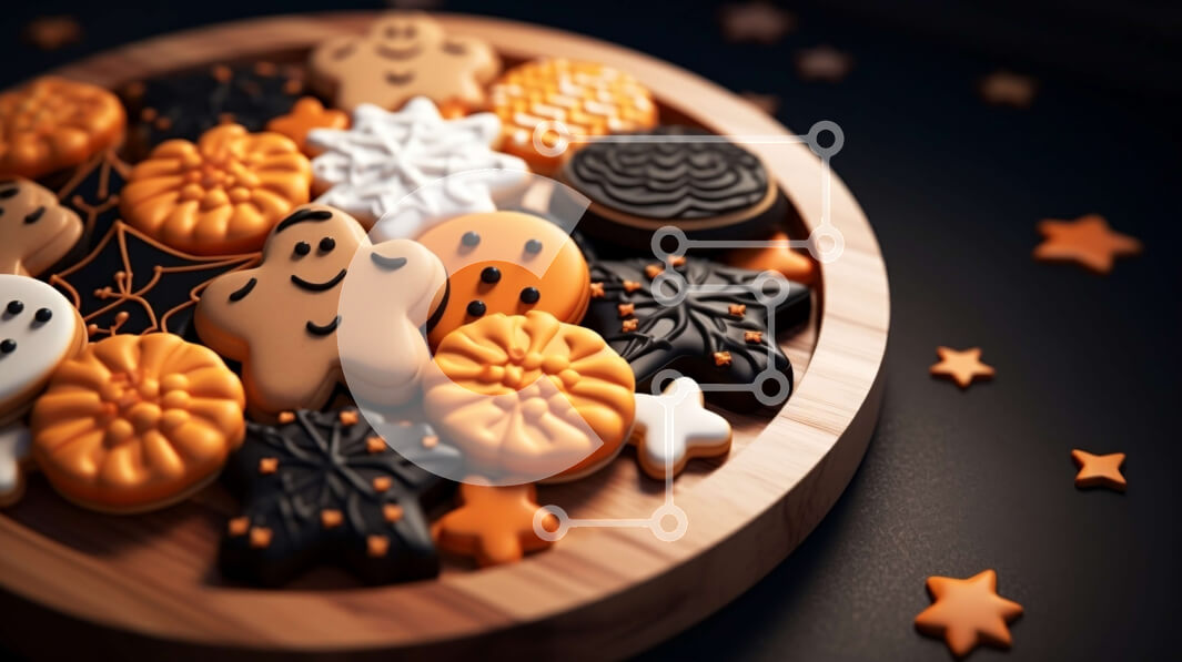 Σετ των 2 Intra Συλλεκτικό Ξύλινο Παζλ Plywood  4mm - Μπισκότα με θέμα το Halloween σε ένα ξύλινο μπολ Σε Ξύλινο Κουτί - Διαστάσεις: 10x10 cm – 25 κομμάτια