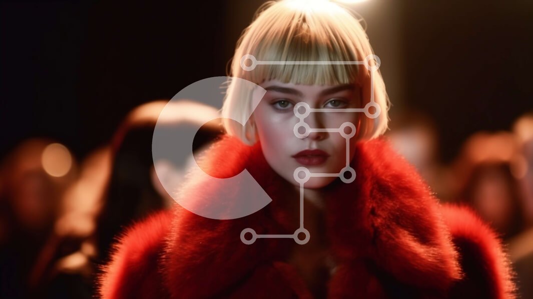 Intra Συλλεκτικό Ξύλινο Παζλ Plywood  4mm - Σοβαρή γυναίκα με κόκκινο γούνινο παλτό που αντιμετωπίζει την κάμερα Σε Ξύλινο Κουτί - Διαστάσεις Puzzle: 10x10 cm – 25 κομμάτια