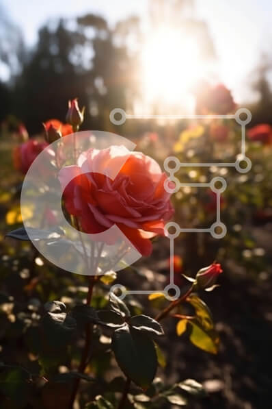 Σετ των 2 Intra Συλλεκτικό Ξύλινο Παζλ Plywood  4mm - Εκπληκτική κινηματογράφηση σε πρώτο πλάνο ενός κόκκινου τριαντάφυλλου σε πλήρη άνθιση με τον ήλιο να λάμπει στο φόντο Σε Ξύλινο Κουτί - Διαστάσεις: 10x10 cm – 25 κομμάτια