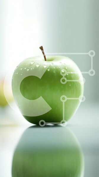 Intra Συλλεκτικό Ξύλινο Παζλ Plywood  4mm - Φρέσκο ​​πράσινο μήλο σε ένα τραπέζι Σε Ξύλινο Κουτί - Διαστάσεις: 10x10 cm – 25 κομμάτια