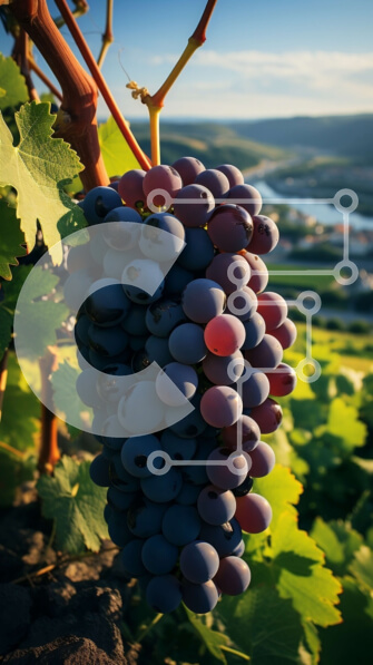 Σετ των 2 Intra Συλλεκτικό Ξύλινο Παζλ Plywood  4mm - Όμορφη εικόνα των κόκκινων σταφυλιών μια ηλιόλουστη μέρα Σε Ξύλινο Κουτί - Διαστάσεις: 10x10 cm – 25 κομμάτια