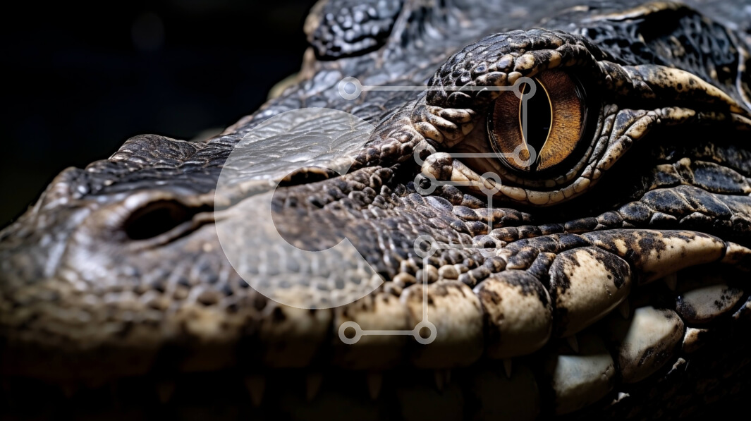 Σετ των 2 Intra Συλλεκτικό Ξύλινο Παζλ Plywood  4mm - Κοντινό πλάνο του προσώπου του αλιγάτορα με ορθάνοιχτα μάτια Σε Ξύλινο Κουτί - Διαστάσεις: 10x10 cm – 25 κομμάτια