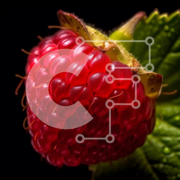 Σετ των 2 Intra Συλλεκτικό Ξύλινο Παζλ Plywood  4mm - Κοντινή εικόνα ενός κόκκινου βατόμουρου σε ένα πράσινο φύλλο με σταγονίδια νερού Σε Ξύλινο Κουτί - Διαστάσεις: 10x10 cm – 25 κομμάτια