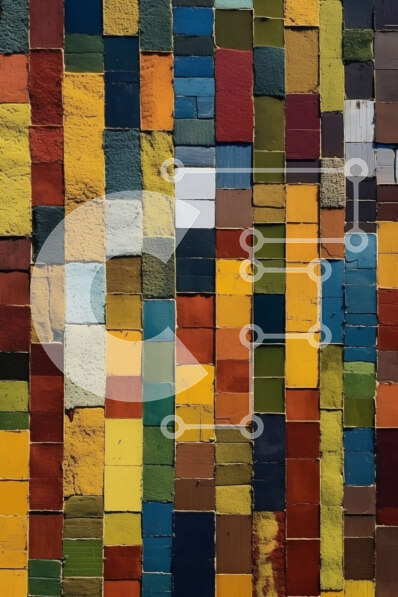 Intra Συλλεκτικό Ξύλινο Παζλ Plywood  4mm - Πολύχρωμο τούβλο υφή φόντου Σε Ξύλινο Κουτί - Διαστάσεις Puzzle: 10x10 cm – 25 κομμάτια