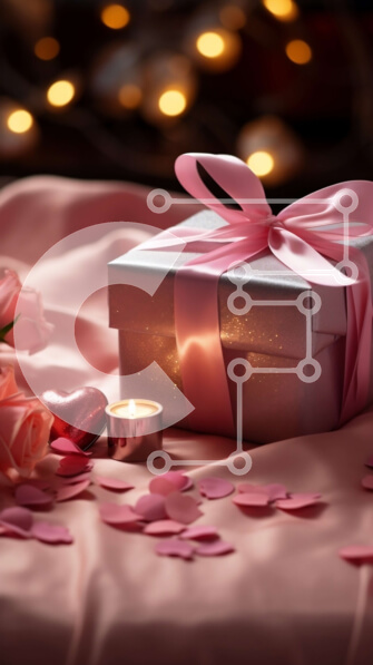 Intra Συλλεκτικό Ξύλινο Παζλ Plywood  4mm - Ρομαντικό κουτί δώρου με ροζ τριαντάφυλλα και κεριά Σε Ξύλινο Κουτί - Διαστάσεις Puzzle: 10x10 cm – 25 κομμάτια