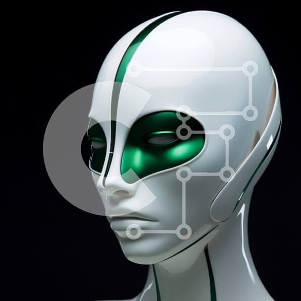 Σετ των 2 Intra Συλλεκτικό Ξύλινο Παζλ Plywood  4mm - Κομψό μανεκέν με λευκό πρόσωπο και πράσινα μάτια Σε Ξύλινο Κουτί - Διαστάσεις: 10x10 cm – 25 κομμάτια