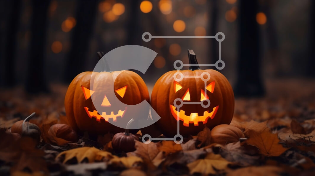 Intra Συλλεκτικό Ξύλινο Παζλ Plywood  4mm - Σκαλισμένες κολοκύθες στο φθινοπωρινό δάσος Σε Ξύλινο Κουτί - Διαστάσεις Puzzle: 10x10 cm – 25 κομμάτια