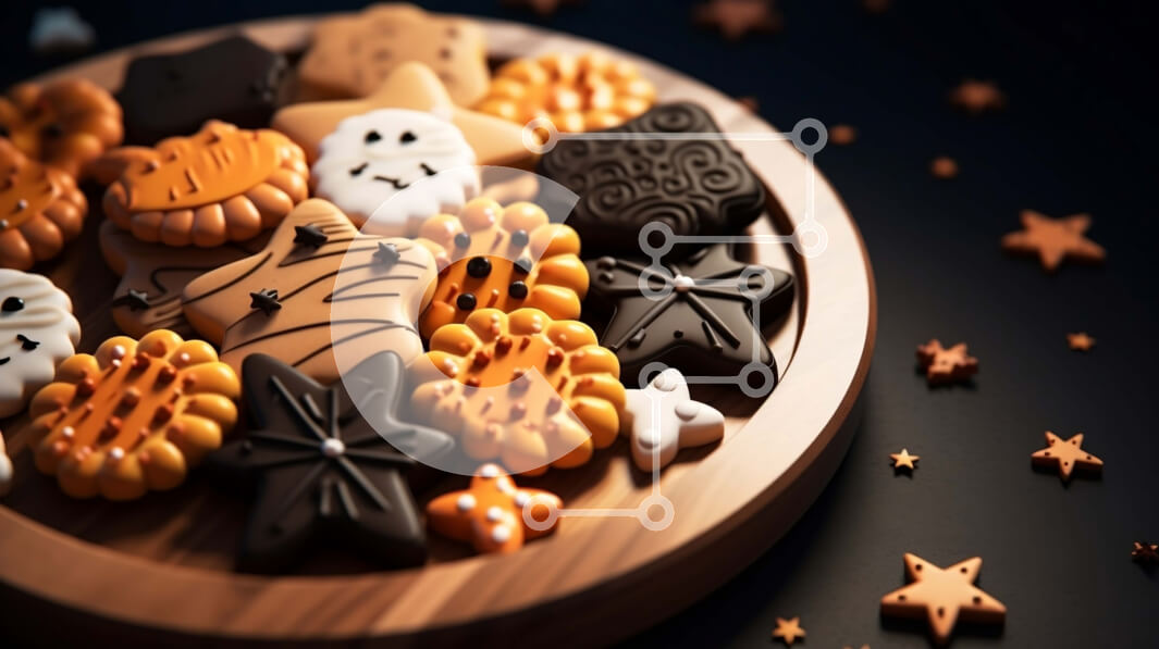 Σετ των 2 Intra Συλλεκτικό Ξύλινο Παζλ Plywood  4mm - Ανάμεικτα μπισκότα αποκριών σε ένα ξύλινο πιάτο Σε Ξύλινο Κουτί - Διαστάσεις: 10x10 cm – 25 κομμάτια