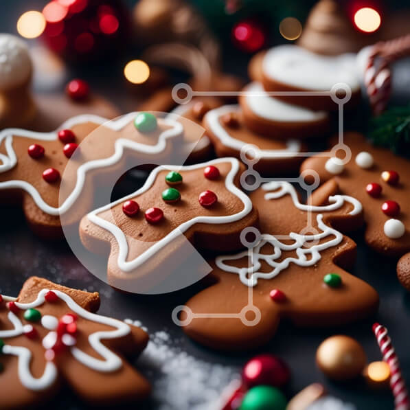 Σετ των 2 Intra Συλλεκτικό Ξύλινο Παζλ Plywood  4mm - Λαχταριστά μπισκότα μελόψωμο με γιορτινά στολίδια Σε Ξύλινο Κουτί - Διαστάσεις: 10x10 cm – 25 κομμάτια