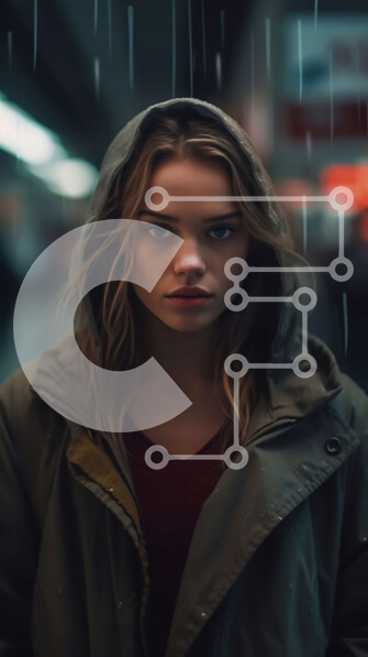 Intra Συλλεκτικό Ξύλινο Παζλ Plywood  4mm - Όμορφη ασπρόμαυρη εικόνα μιας νεαρής γυναίκας στη βροχή Σε Ξύλινο Κουτί - Διαστάσεις Puzzle: 10x10 cm – 25 κομμάτια