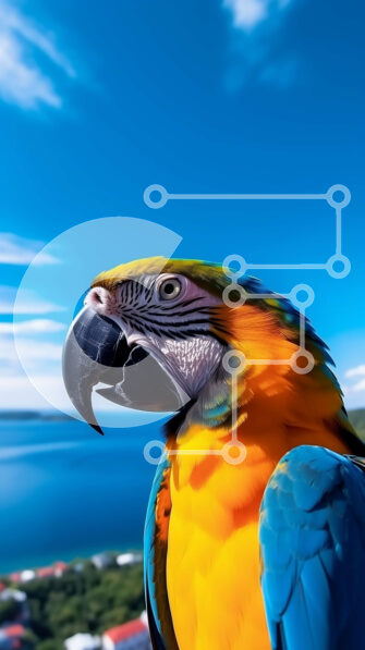 Σετ των 2 Intra Συλλεκτικό Ξύλινο Παζλ Plywood  4mm - Ζωηρόχρωμος παπαγάλος με θέα στο νερό Σε Ξύλινο Κουτί - Διαστάσεις: 10x10 cm – 25 κομμάτια