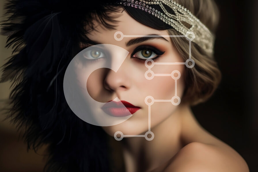 Intra Συλλεκτικό Ξύλινο Παζλ Plywood  4mm - Μοντέρνα γυναίκα με σκούρα μαλλιά και κόκκινα χείλη Σε Ξύλινο Κουτί - Διαστάσεις Puzzle: 10x10 cm – 25 κομμάτια