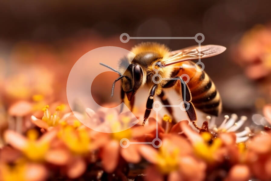 Intra Συλλεκτικό Ξύλινο Παζλ Plywood  4mm - Εκπληκτική εικόνα μιας μέλισσας σε ένα λουλούδι με ένα όμορφο θολό φόντο Σε Ξύλινο Κουτί - Διαστάσεις: 10x10 cm – 25 κομμάτια