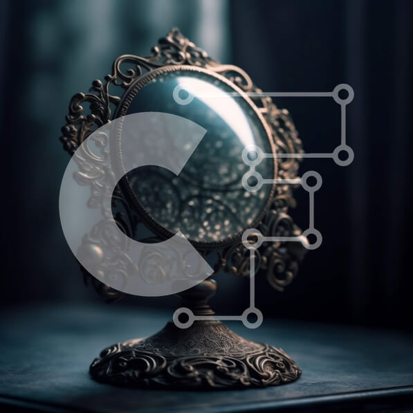 Intra Συλλεκτικό Ξύλινο Παζλ Plywood  4mm - Καθρέφτης αντίκα γοτθικού στιλ σε τραπέζι σε δωμάτιο με χαμηλό φωτισμό Σε Ξύλινο Κουτί - Διαστάσεις Puzzle: 10x10 cm – 25 κομμάτια