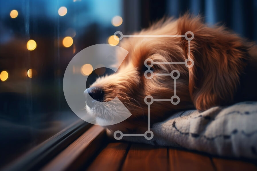 Σετ των 2 Intra Συλλεκτικό Ξύλινο Παζλ Plywood  4mm - Αξιολάτρευτη εικόνα ενός σκύλου που κοιτάζει έξω από ένα παράθυρο Σε Ξύλινο Κουτί - Διαστάσεις: 10x10 cm – 25 κομμάτια