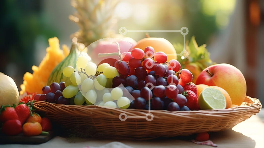 Σετ των 2 Intra Συλλεκτικό Ξύλινο Παζλ Plywood  4mm - Καλάθι με φρέσκα φρούτα που περιλαμβάνει σταφύλια, πορτοκάλια, λεμόνια, λάιμ και καρπούζι Σε Ξύλινο Κουτί - Διαστάσεις: 10x10 cm – 25 κομμάτια