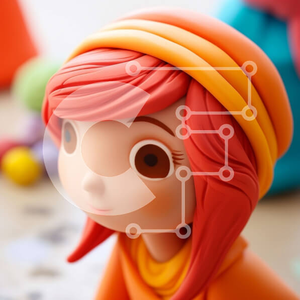 Intra Συλλεκτικό Ξύλινο Παζλ Plywood  4mm - Παιχνίδι ειδώλιο κοριτσιού με πορτοκαλί μαλλιά με πολύχρωμες καραμέλες Σε Ξύλινο Κουτί - Διαστάσεις Puzzle: 10x10 cm – 25 κομμάτια