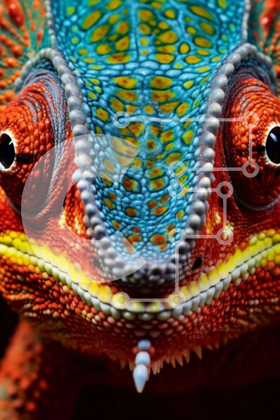 Σετ των 2 Intra Συλλεκτικό Ξύλινο Παζλ Plywood  4mm - Εκπληκτική κοντινή φωτογραφία ενός πολύχρωμου χαμαιλέοντα Σε Ξύλινο Κουτί - Διαστάσεις: 10x10 cm – 25 κομμάτια