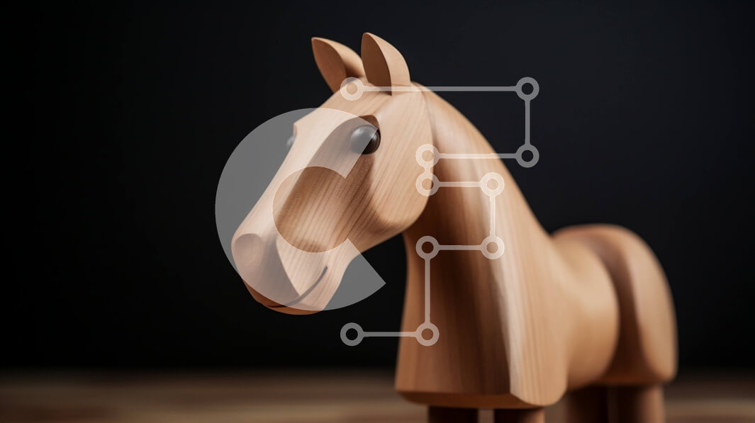 Intra Συλλεκτικό Ξύλινο Παζλ Plywood  4mm - Όμορφο ξύλινο άγαλμα αλόγων σε ένα ξύλινο πάτωμα Σε Ξύλινο Κουτί - Διαστάσεις: 10x10 cm – 25 κομμάτια