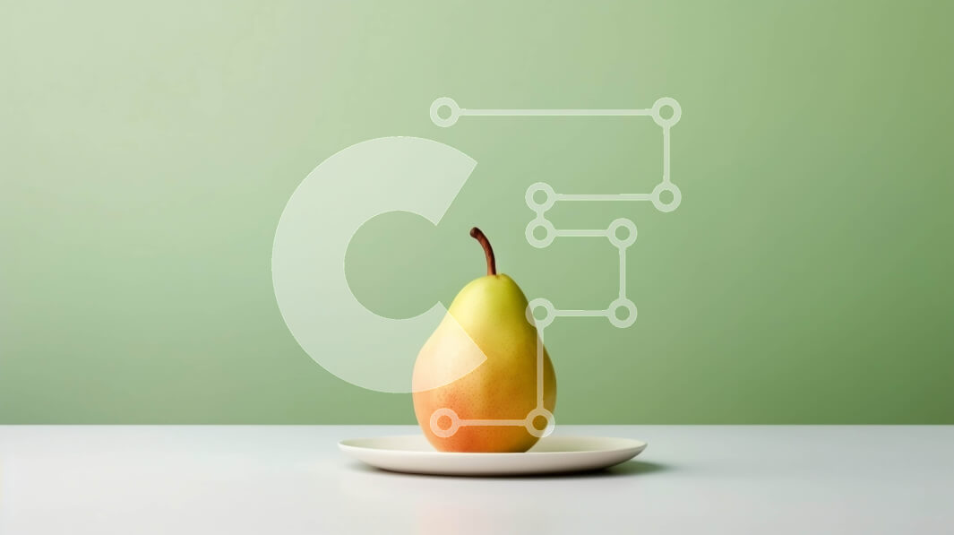 Σετ των 2 Intra Συλλεκτικό Ξύλινο Παζλ Plywood  4mm - Ώριμο αχλάδι σε ένα άσπρο πιάτο μπροστά από έναν πράσινο τοίχο Σε Ξύλινο Κουτί - Διαστάσεις: 10x10 cm – 25 κομμάτια