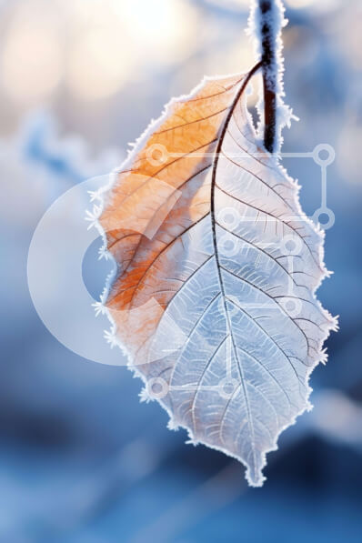 Σετ των 2 Intra Συλλεκτικό Ξύλινο Παζλ Plywood  4mm - Φύλλα καλυμμένα με παγετό που κρέμονται το χειμώνα Σε Ξύλινο Κουτί - Διαστάσεις: 10x10 cm – 25 κομμάτια