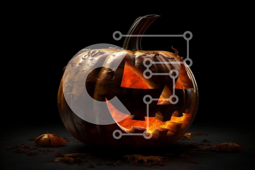 Intra Συλλεκτικό Ξύλινο Παζλ Plywood  4mm - Απόκοσμη σκαλιστή κολοκύθα με χαμόγελο Jack-o'-lantern Σε Ξύλινο Κουτί - Διαστάσεις: 10x10 cm – 25 κομμάτια