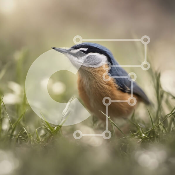 Intra Συλλεκτικό Ξύλινο Παζλ Plywood  4mm - Blue Jay Bird σκαρφαλωμένο στο γρασίδι στο χωράφι Σε Ξύλινο Κουτί - Διαστάσεις: 10x10 cm – 25 κομμάτια