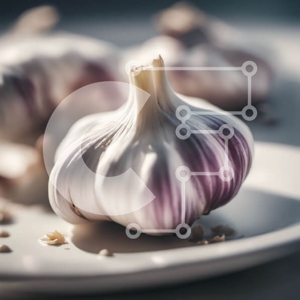 Σετ των 2 Intra Συλλεκτικό Ξύλινο Παζλ Plywood  4mm - Σκελίδες σκόρδου σε ένα άσπρο πιάτο Σε Ξύλινο Κουτί - Διαστάσεις: 10x10 cm – 25 κομμάτια