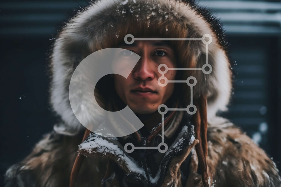 Intra Συλλεκτικό Ξύλινο Παζλ Plywood  4mm - Χειμερινή σκηνή με τον άντρα στο γούνινο πάρκο Σε Ξύλινο Κουτί - Διαστάσεις Puzzle: 10x10 cm – 25 κομμάτια