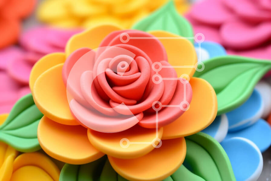 Intra Συλλεκτικό Ξύλινο Παζλ Plywood  4mm - Κοντινό πλάνο ενός πολύχρωμου τριαντάφυλλου Σε Ξύλινο Κουτί - Διαστάσεις: 10x10 cm – 25 κομμάτια