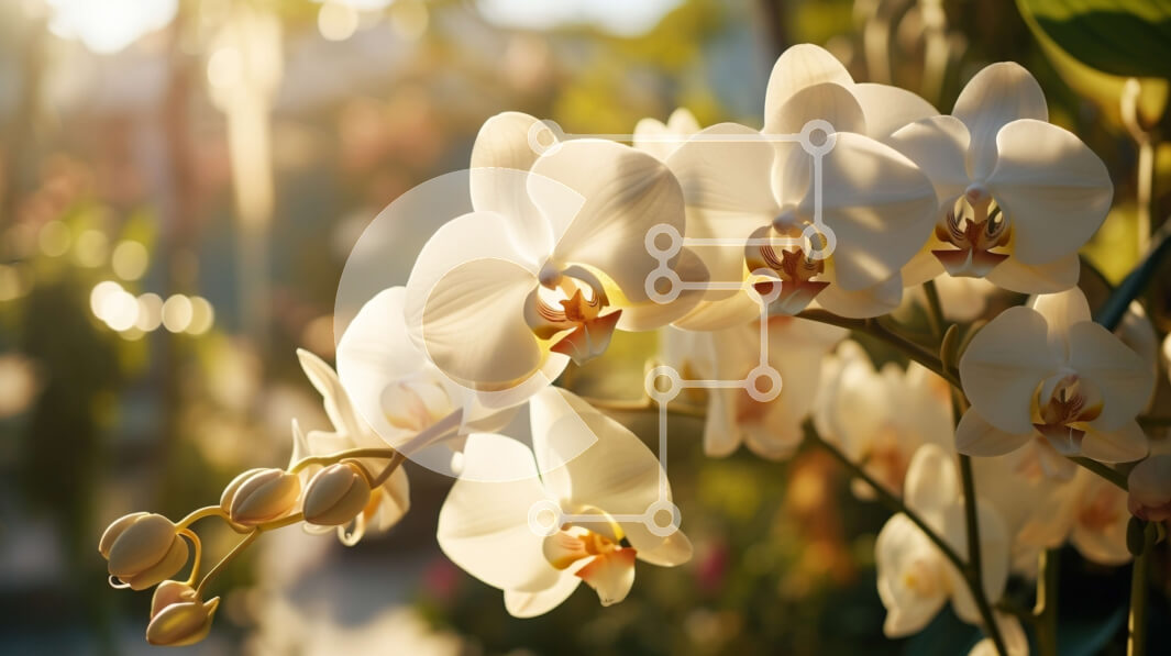 Intra Συλλεκτικό Ξύλινο Παζλ Plywood  4mm - Ομάδα λευκών ορχιδέων σε έναν κήπο Σε Ξύλινο Κουτί - Διαστάσεις: 10x10 cm – 25 κομμάτια