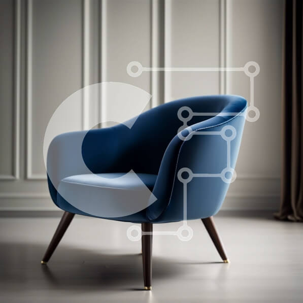 Intra Συλλεκτικό Ξύλινο Παζλ Plywood  4mm - Άνετη και κομψή μπλε βελούδινη πολυθρόνα σε δωμάτιο με χαμηλό φωτισμό Σε Ξύλινο Κουτί - Διαστάσεις Puzzle: 10x10 cm – 25 κομμάτια