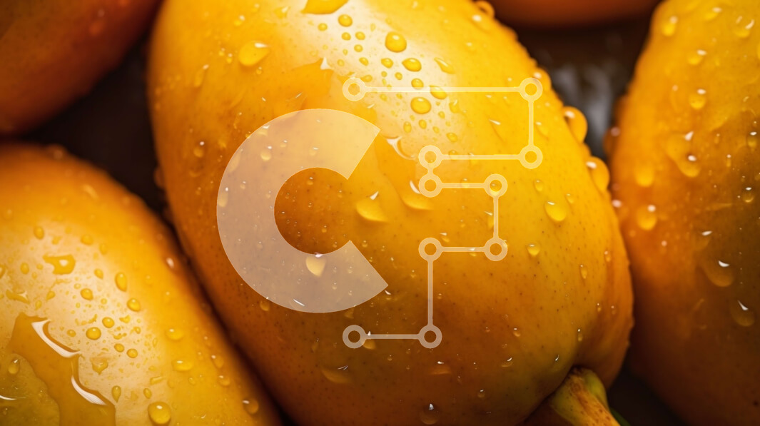 Σετ των 2 Intra Συλλεκτικό Ξύλινο Παζλ Plywood  4mm - Κοντινό πλάνο ώριμα μάνγκο με σταγονίδια νερού Σε Ξύλινο Κουτί - Διαστάσεις: 10x10 cm – 25 κομμάτια