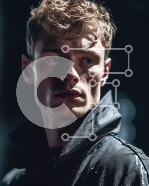 Intra Συλλεκτικό Ξύλινο Παζλ Plywood  4mm - Κομψός άνδρας με μαύρο σακάκι που κοιτάζει μακριά Σε Ξύλινο Κουτί - Διαστάσεις Puzzle: 10x10 cm – 25 κομμάτια